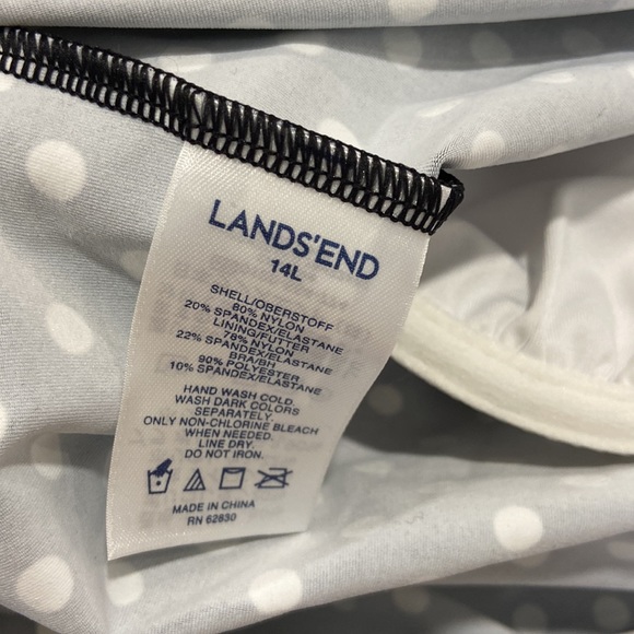 Lands’ End Polka Dots Tankini Swim Top Women Size 14L - Picture 10 of 10